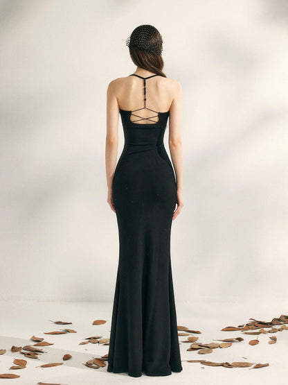 YZZI HE Beaded Halter Knitted Fishtail Women&