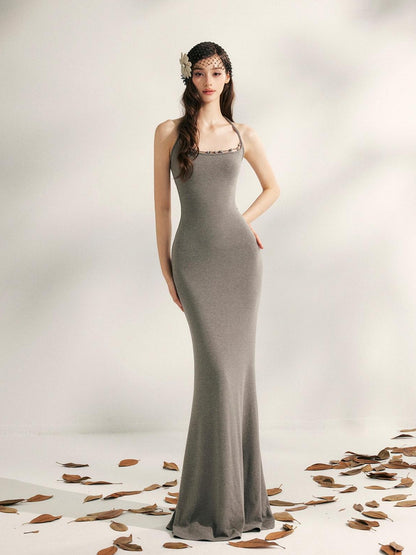 YZZI HE Beaded Halter Knitted Fishtail Women&