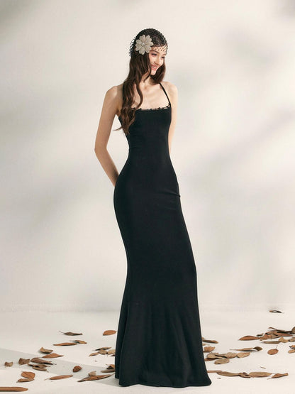 YZZI HE Beaded Halter Knitted Fishtail Women&