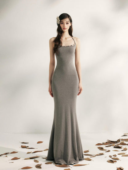 YZZI HE Beaded Halter Knitted Fishtail Women&