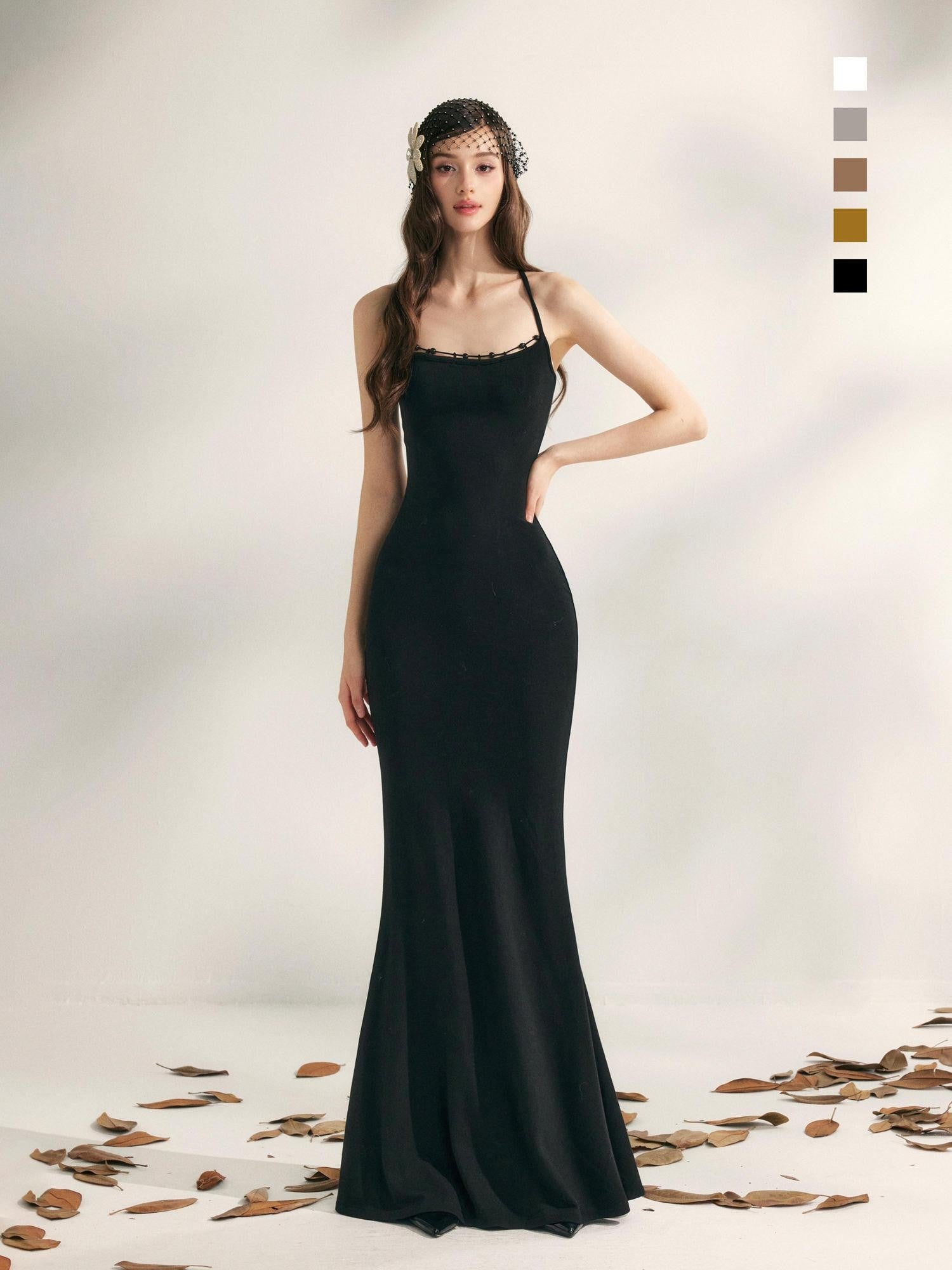 YZZI HE Beaded Halter Knitted Fishtail Women&