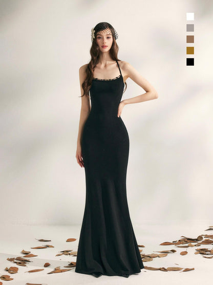YZZI HE Beaded Halter Knitted Fishtail Women&