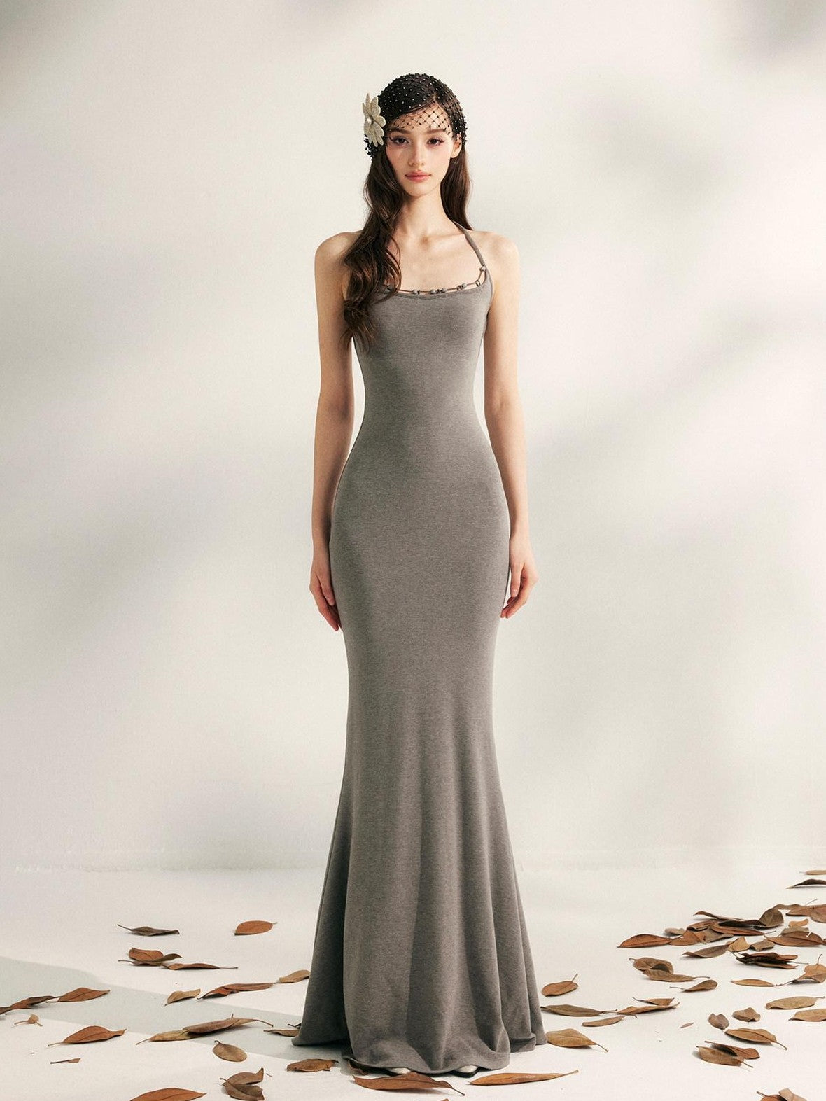 YZZI HE Beaded Halter Knitted Fishtail Women&