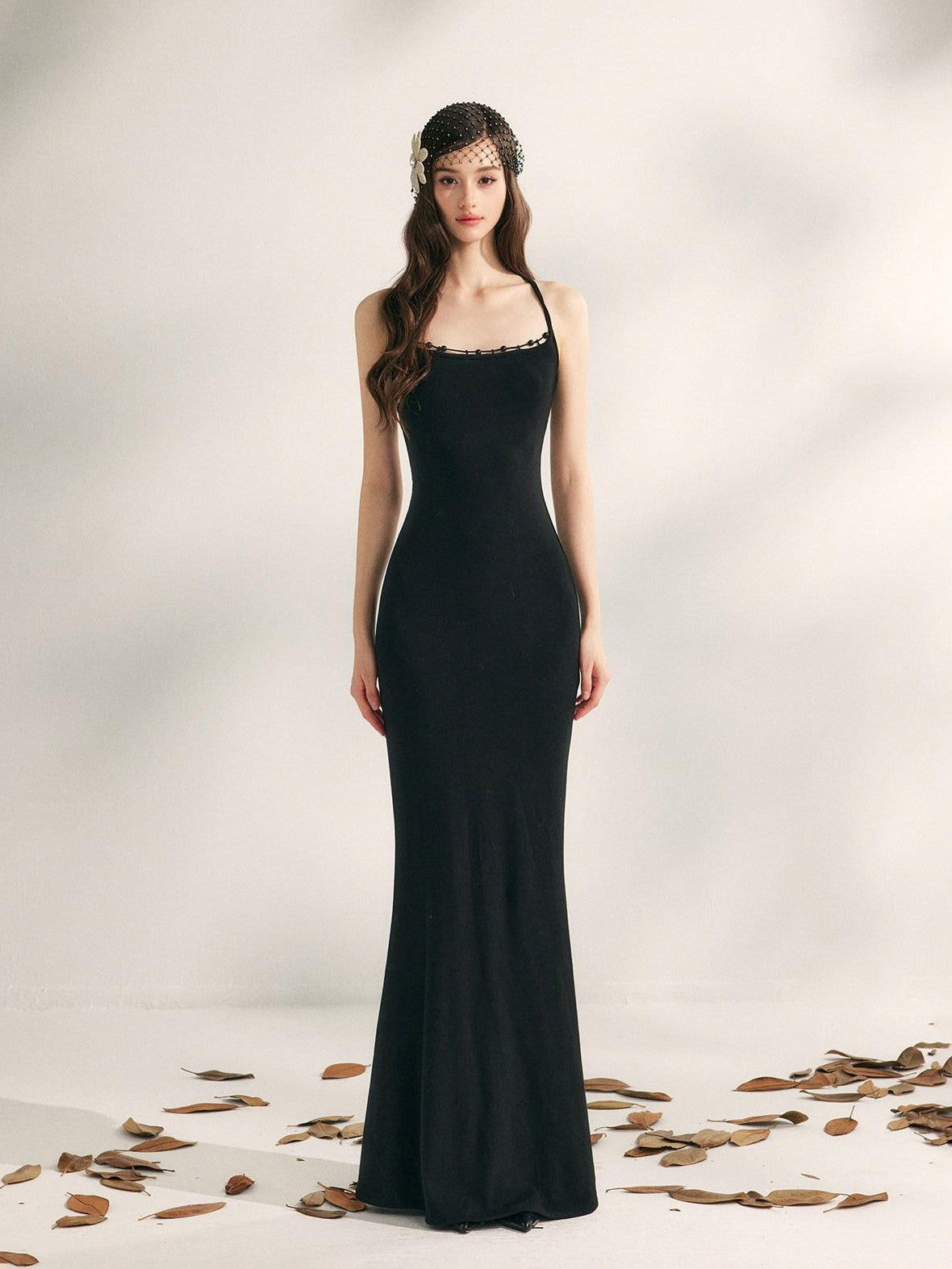 YZZI HE Beaded Halter Knitted Fishtail Women&