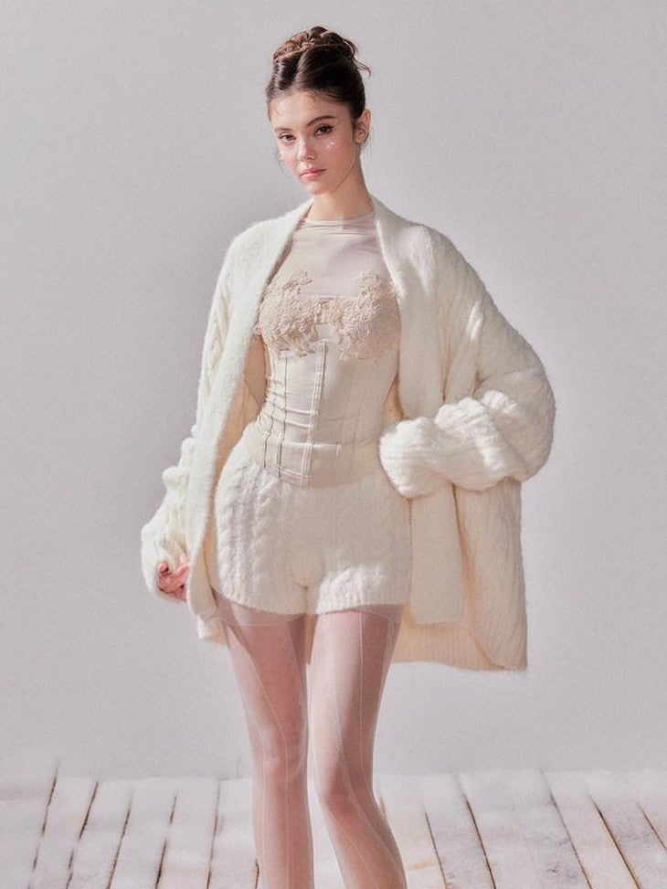 YZZI HE Cloud Cream Mid Length Long Sleeve Slim Fit Women&