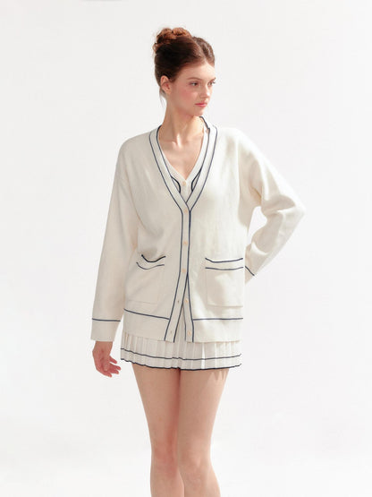 YZZI HE Contrast Stitch Trim Color Block Women&