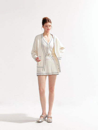 YZZI HE Contrast Stitch Trim Color Block Women&