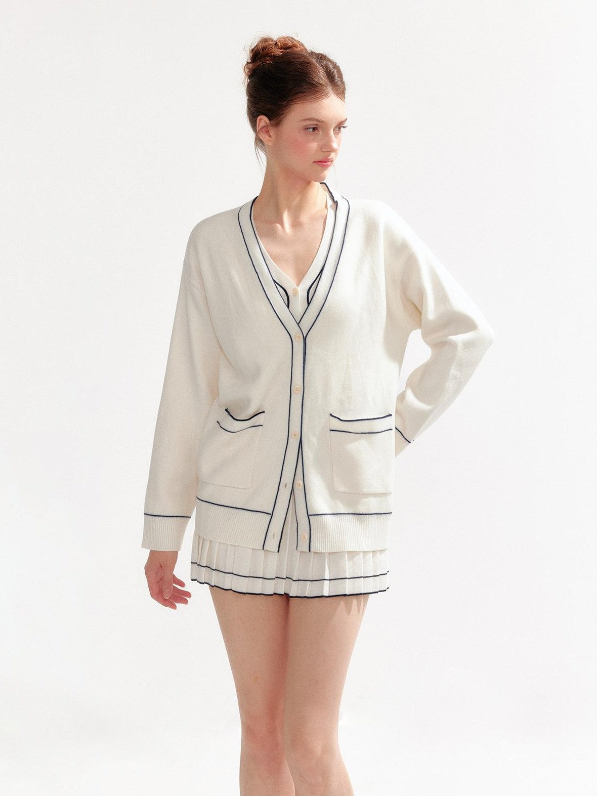 YZZI HE Contrast Stitch Trim Color Block Women&