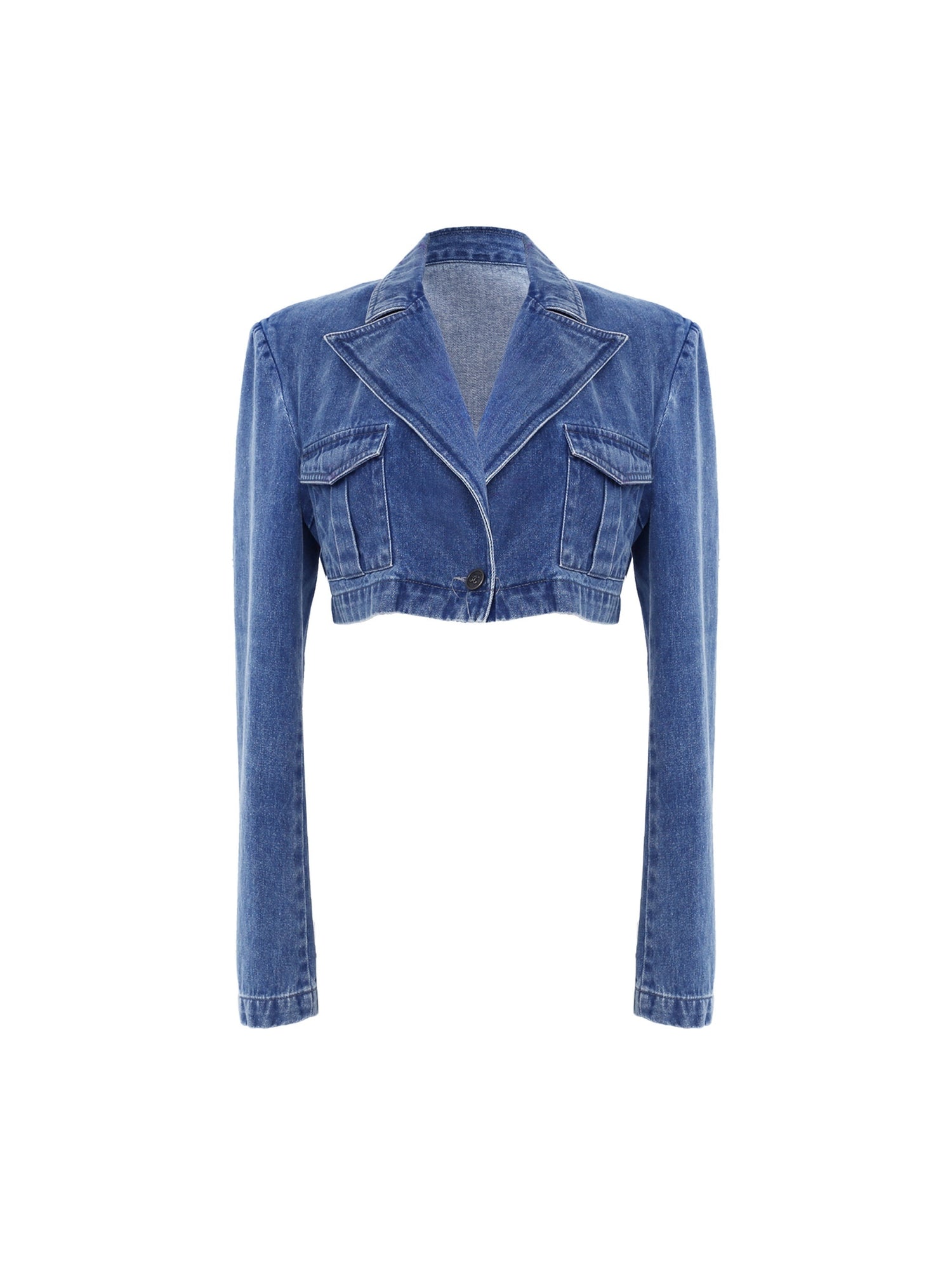 YZZI_HE_Distressed_Denim_Cropped_Blazer_Fishtail_Raw_Hem_Women&