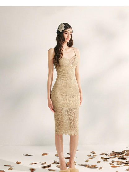 YZZI HE Floral Lace Embroidered Fishtail Women&