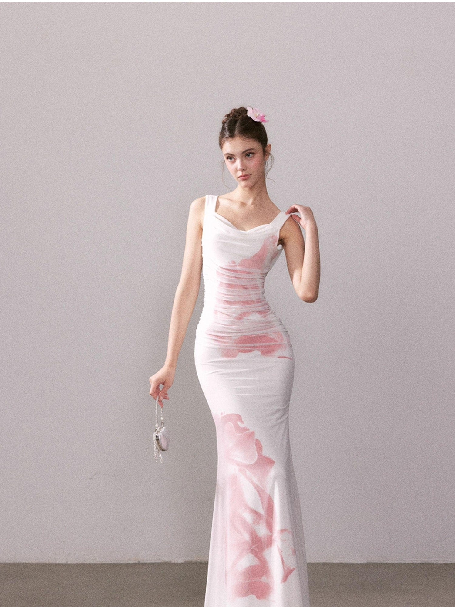 YZZI HE Floral Mesh Mermaid Spaghetti Strap Women&