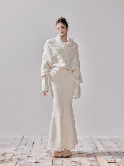 YZZI HE Foldover Neck Off Shoulder Batwing Women&