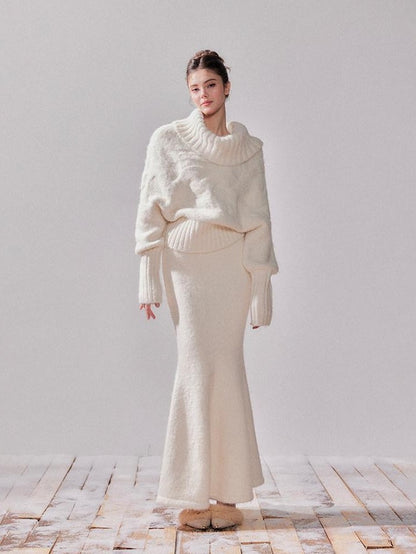 YZZI HE Foldover Neck Off Shoulder Batwing Women&