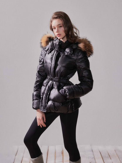 YZZI_HE_Fox_Fur_Collar_Hooded_High_Waist_Slim_Women&