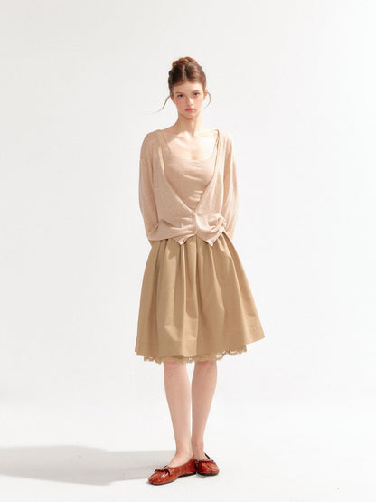 YZZI HE French Vintage Lace Trim Flared A Line Women&