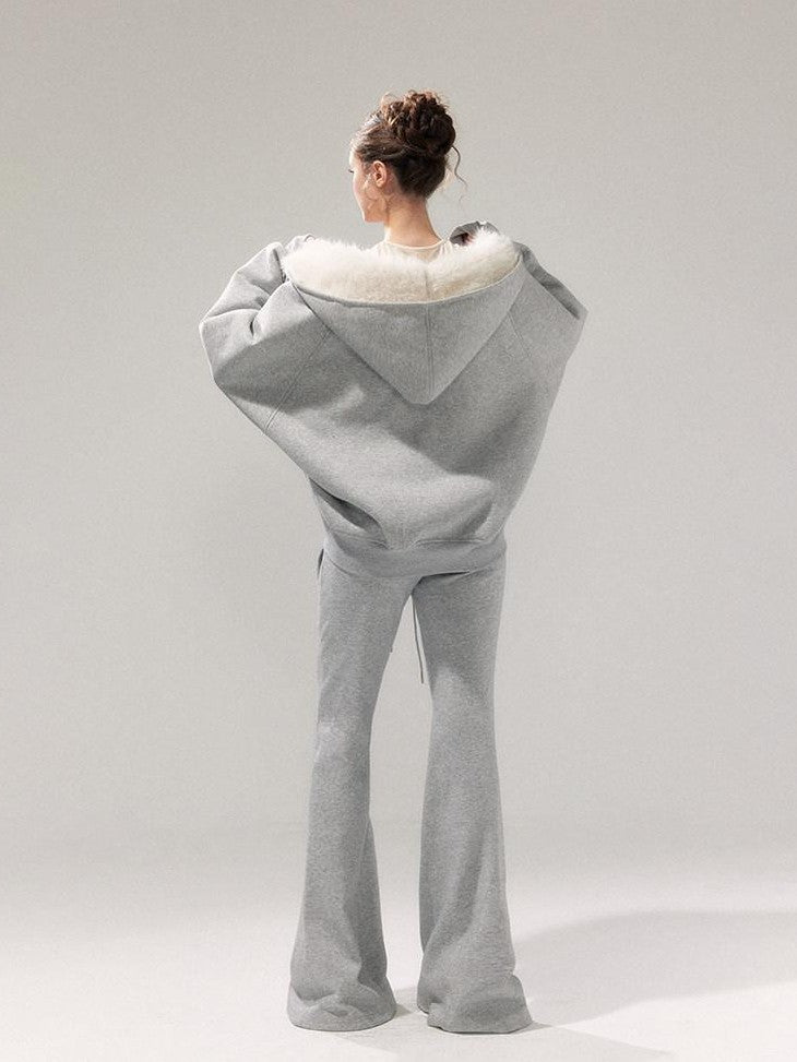 YZZI HE Gardenia White Reversible Hooded Fuzzy Women&