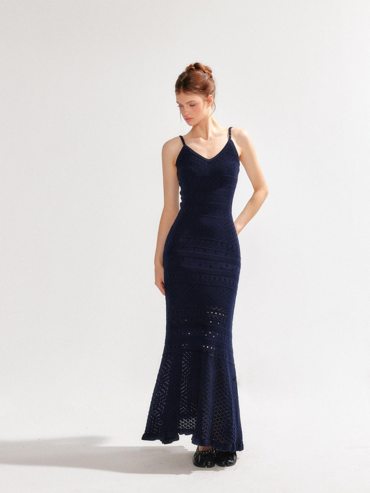 YZZI HE Hollow Out Waist Cinched Knit Two Piece Women&