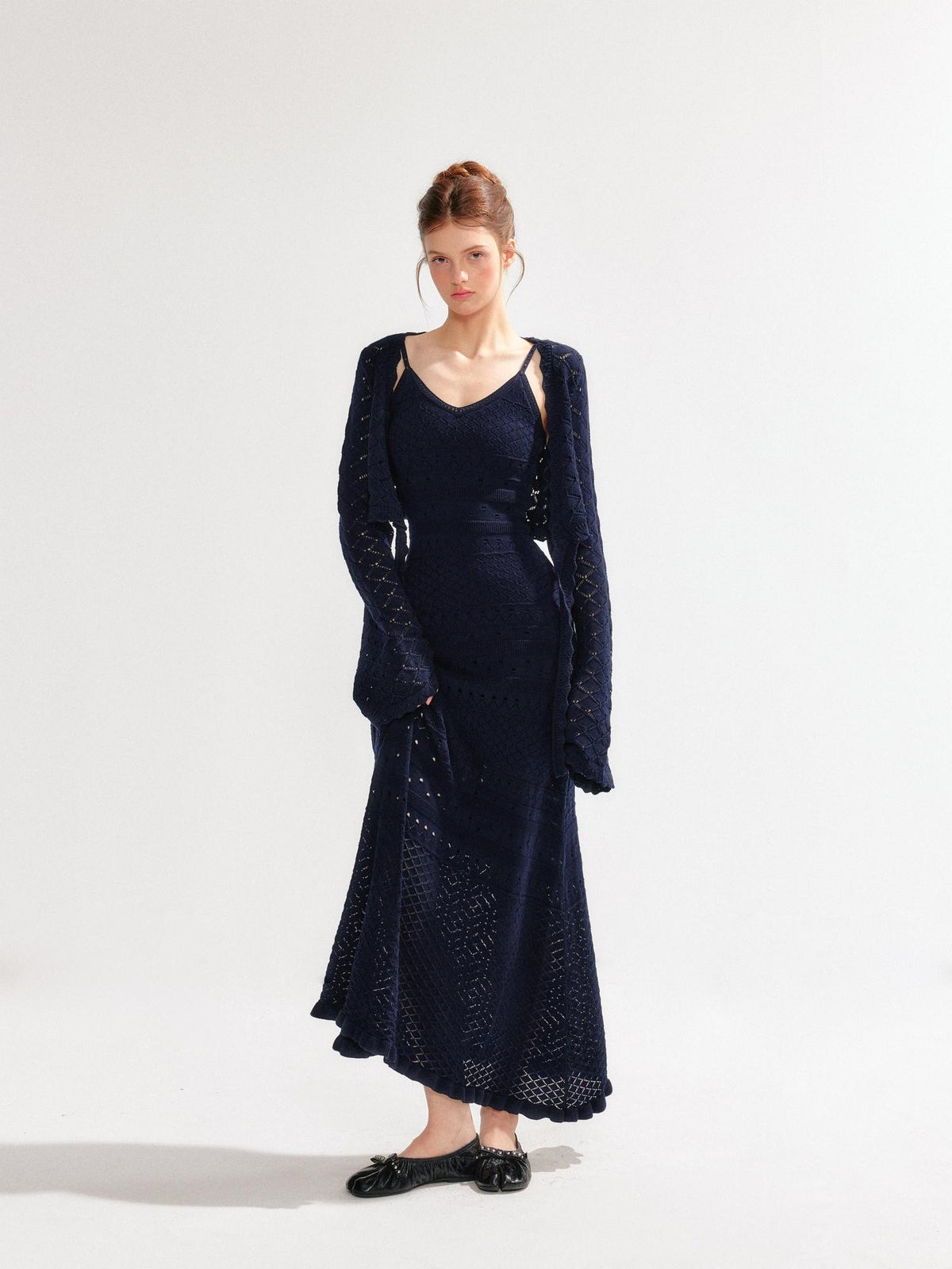YZZI HE Hollow Out Waist Cinched Knit Two Piece Women&