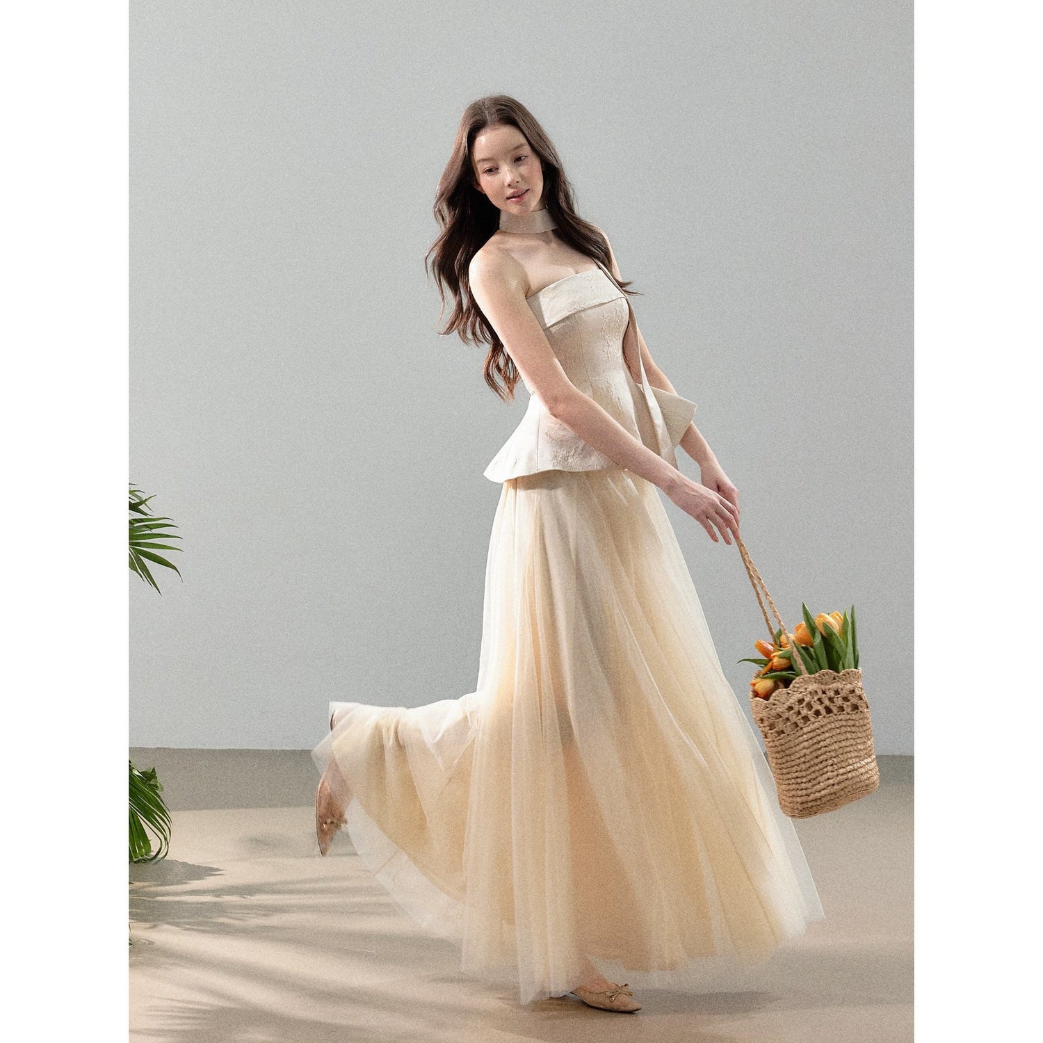 YZZI_HE_Jacquard_Strapless_Fitted_Waist_Modern_Chinese_Women&