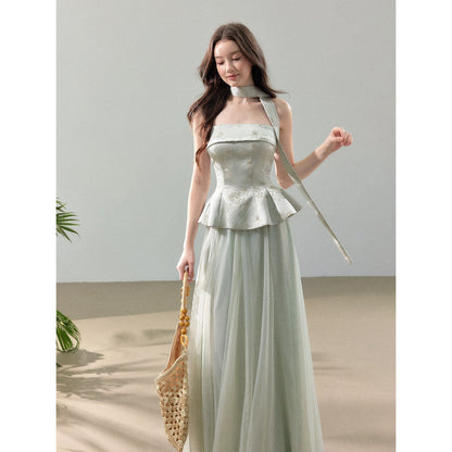 YZZI_HE_Jacquard_Strapless_Fitted_Waist_Modern_Chinese_Women&