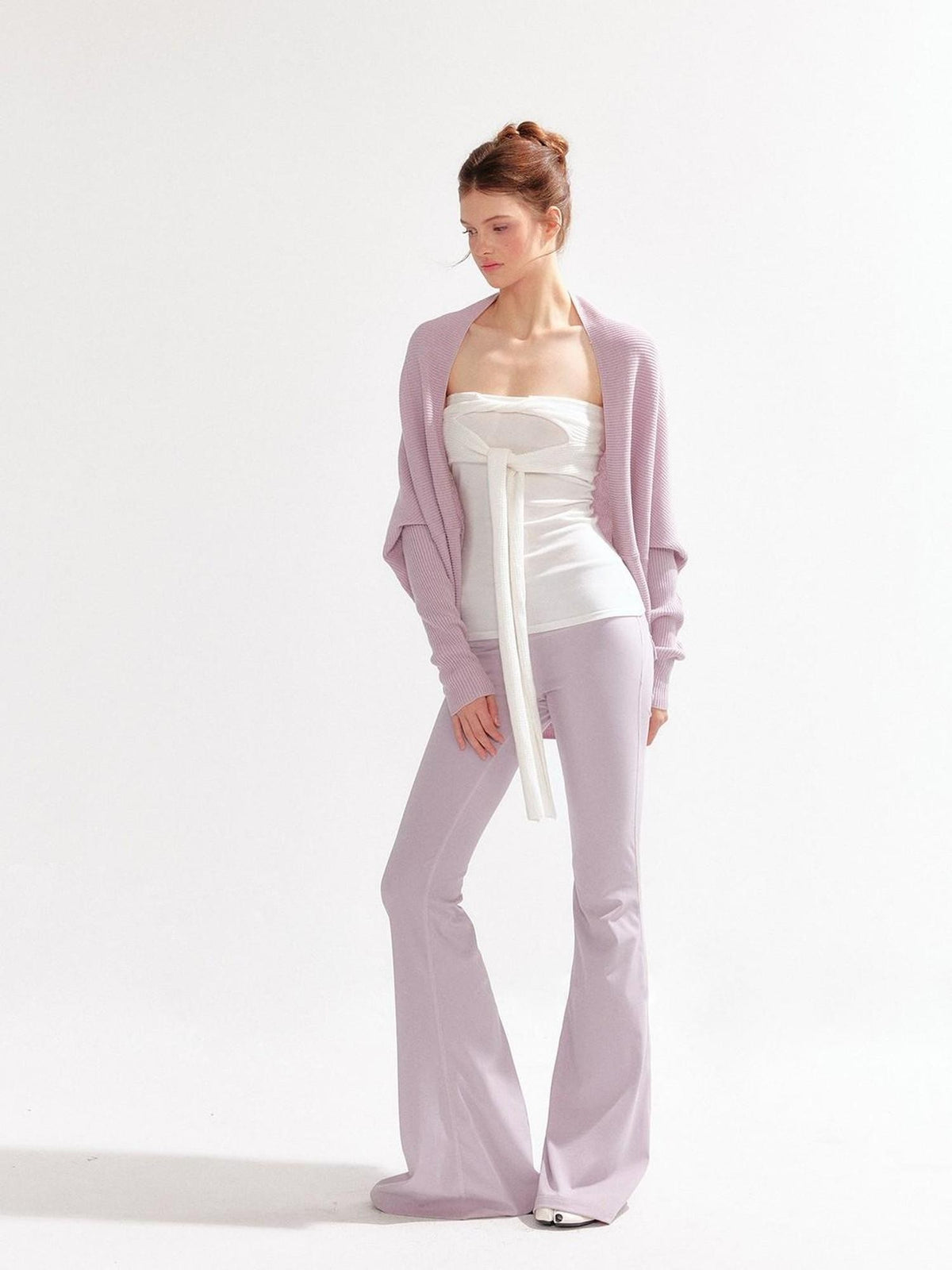 YZZI HE Knitted Strappy Bandeau Two Piece Long Sleeve Women&