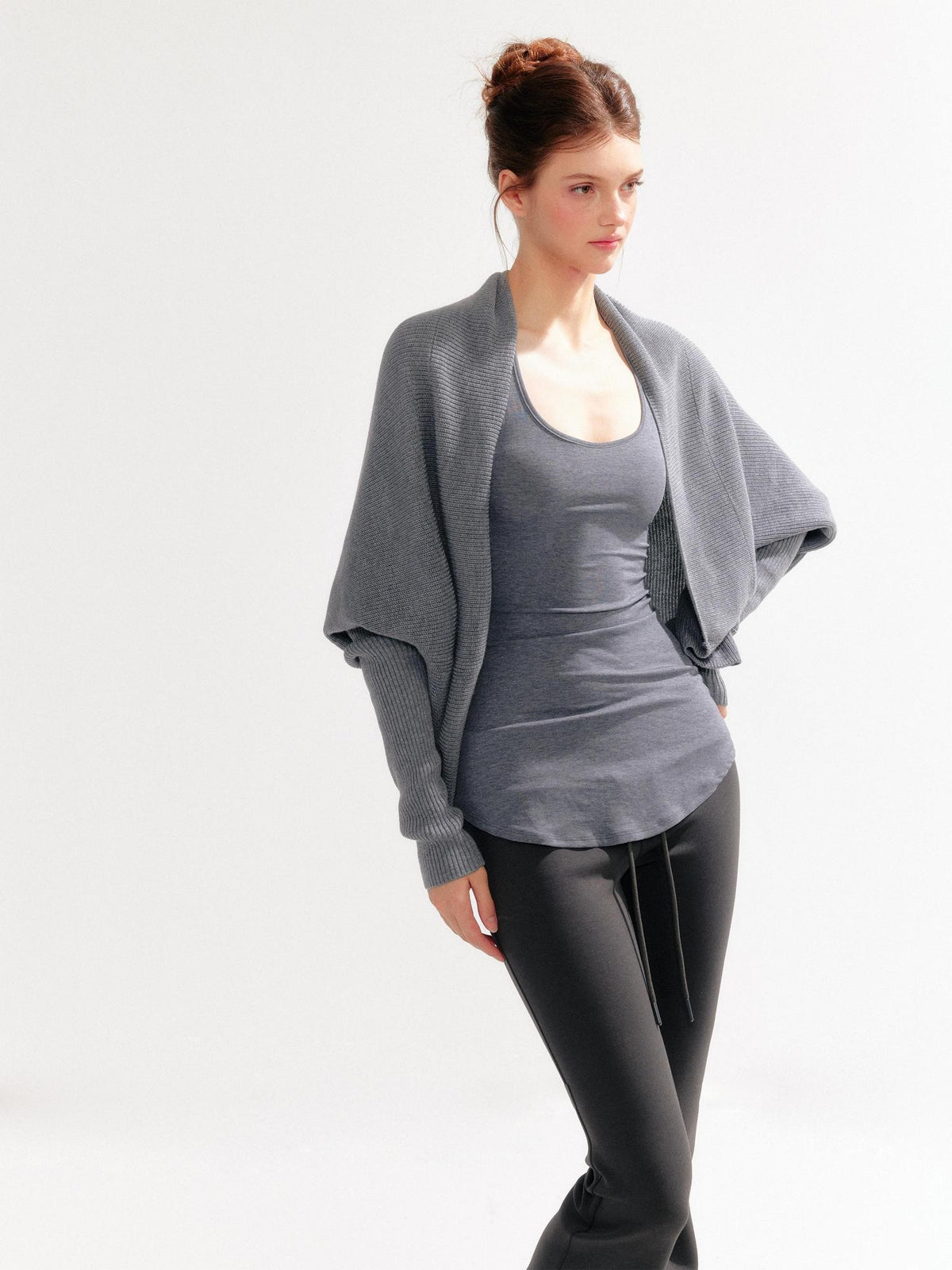 YZZI HE Knitted Strappy Bandeau Two Piece Long Sleeve Women&