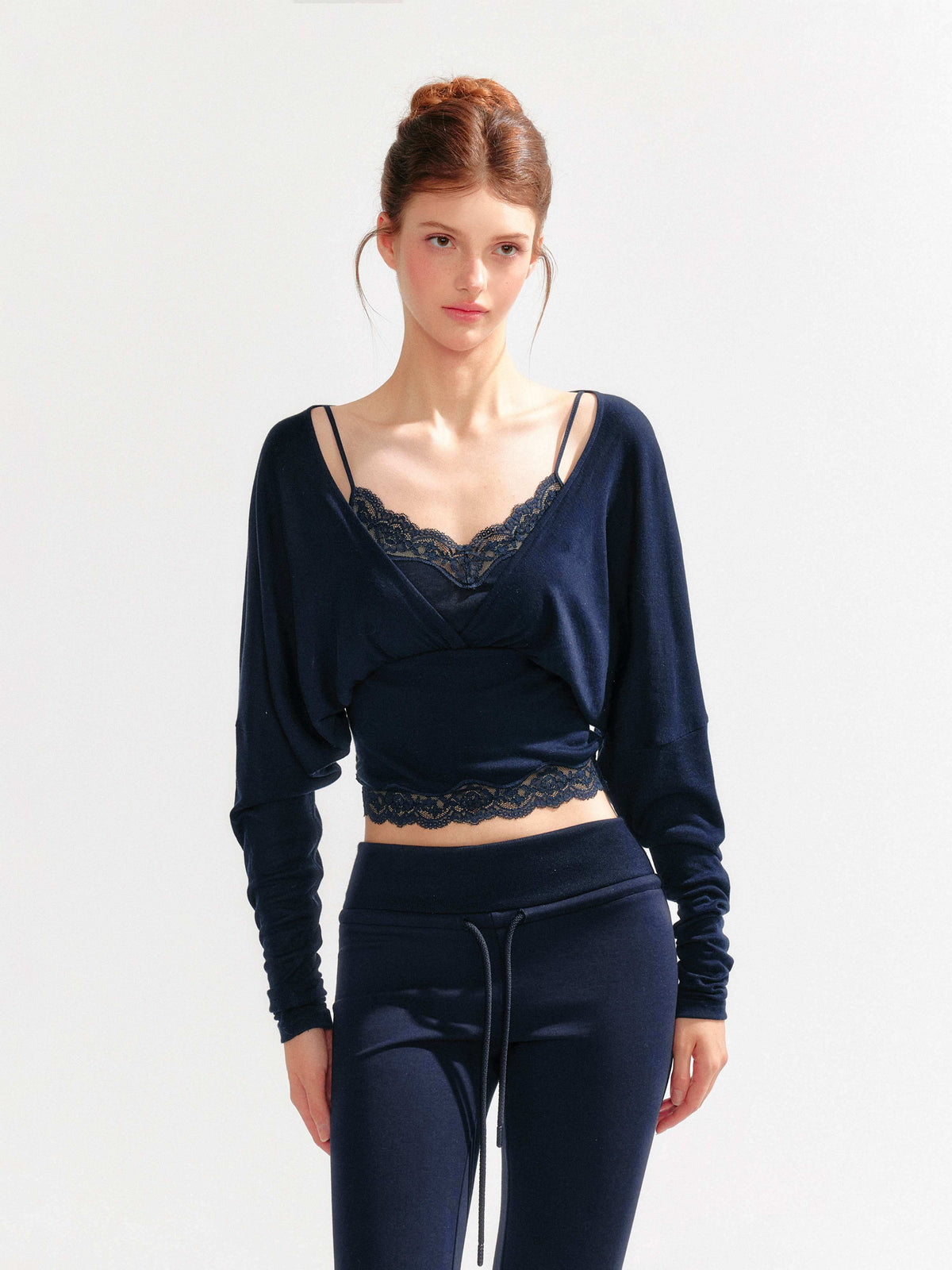 YZZI_HE_Lace_Batwing_Knit_V-neck_Women&