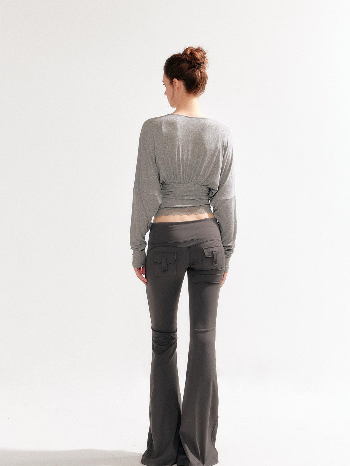 YZZI HE Lace Batwing Knit V-neck Women&
