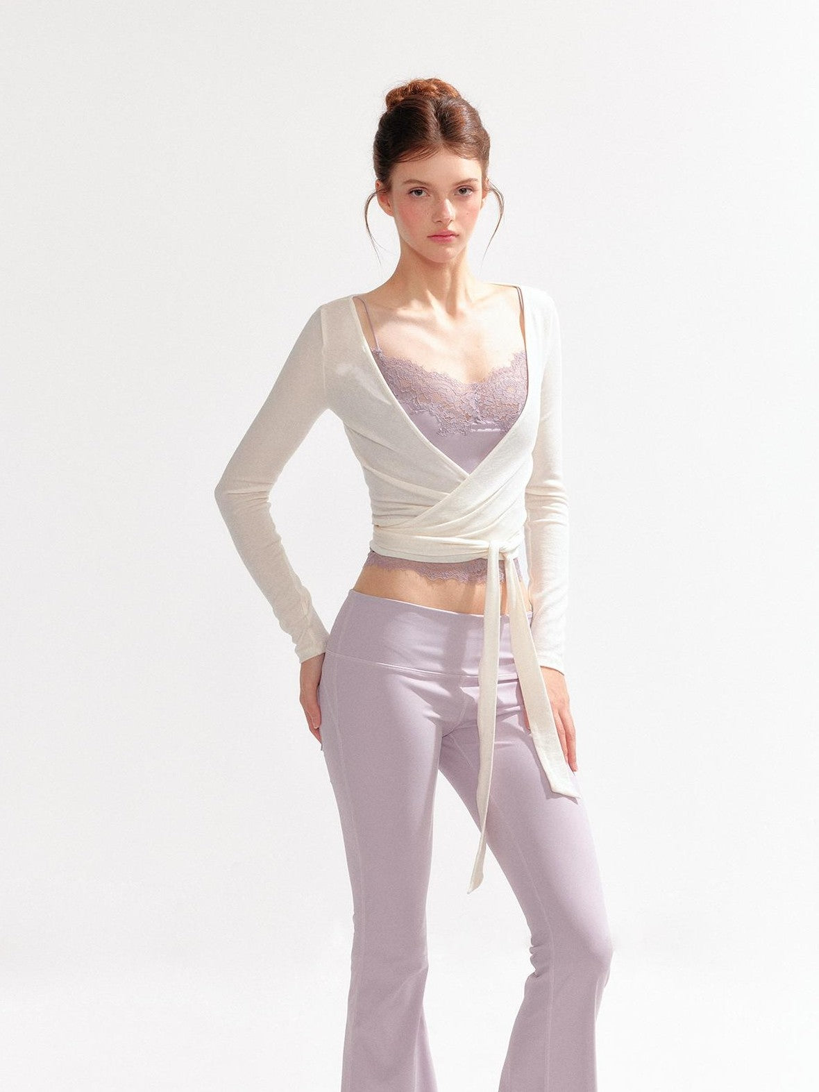 YZZI HE Lace Cami V-neck Slim Fit Lace Up Layered Women&
