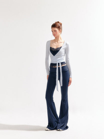 YZZI HE Lace Cami V-neck Slim Fit Lace Up Layered Women&
