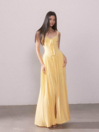 YZZI_HE_Lace_Knit_Slit_V-neck_Tie_High_Waist_Flared_Women&