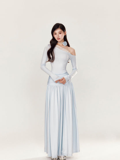 YZZI HE One Shoulder Waist Ruching Slim Long Sleeve Women&