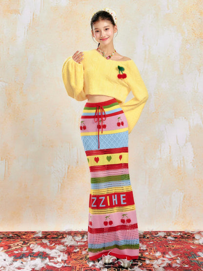 YZZI HE Pale Yellow Dopamine Knit Slim Women&