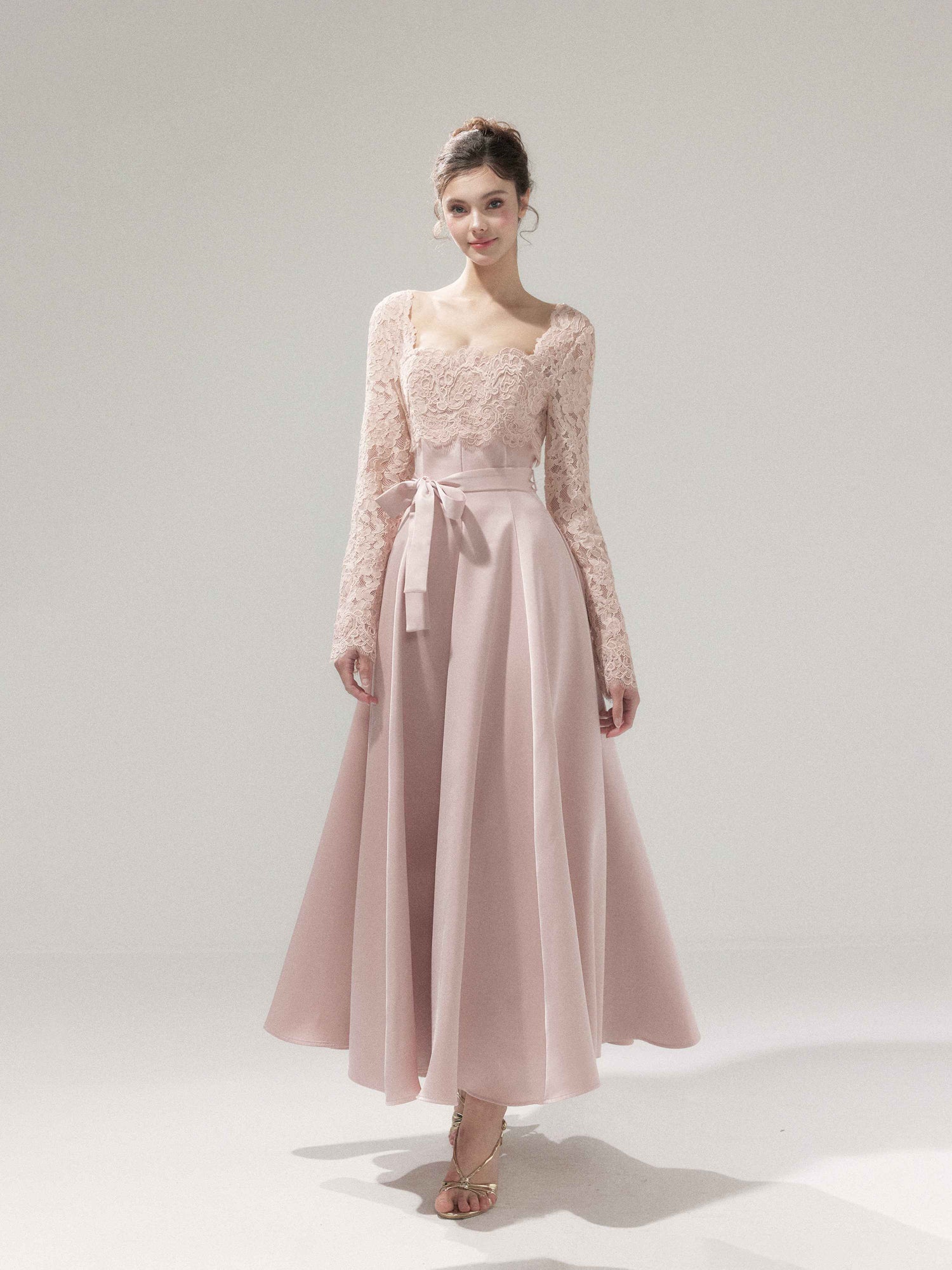YZZI_HE_Pink_Lace_Cinched_Waist_Square_Neck_Women&