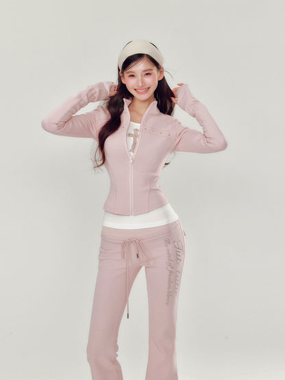 YZZI_HE_Pink_Stand_Collar_Slim_Fit_Yoga_Zipper_Long_Sleeve_Women&