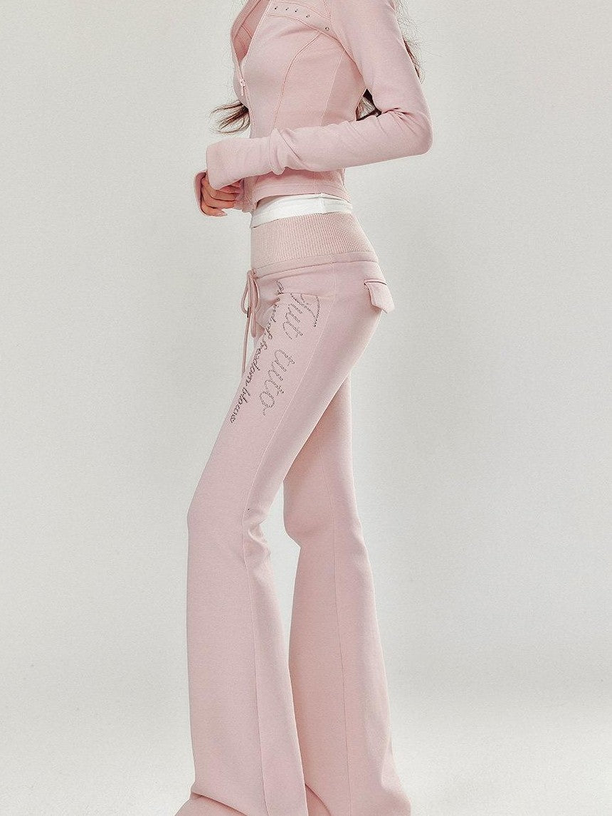 YZZI HE Pink Stand Collar Slim Fit Yoga Zipper Long Sleeve Women&