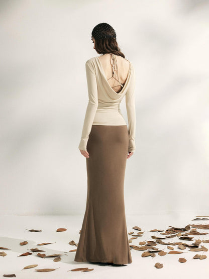 YZZI HE Pleated Crossover V-neck Cinched Waist Women&
