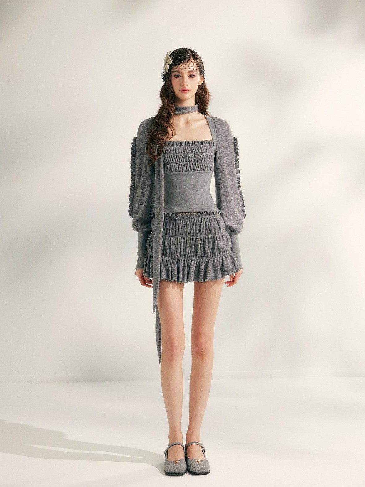 YZZI HE Pleated Lace Trim Women&