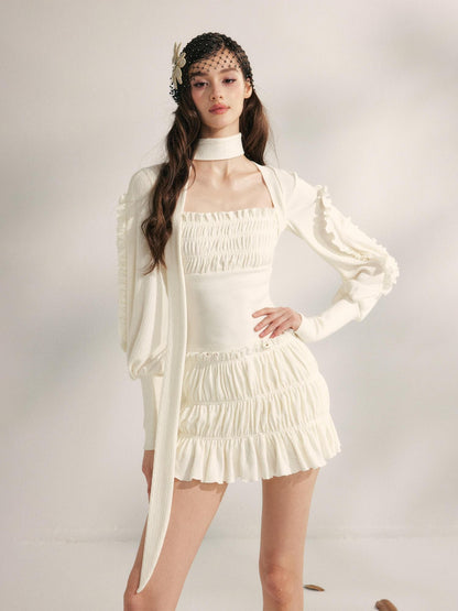YZZI HE Pleated Lace Trim Women&