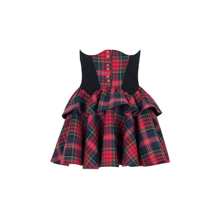 YZZI_HE_Retro_Colorblock_Patchwork_High_Waist_Puff_Women&