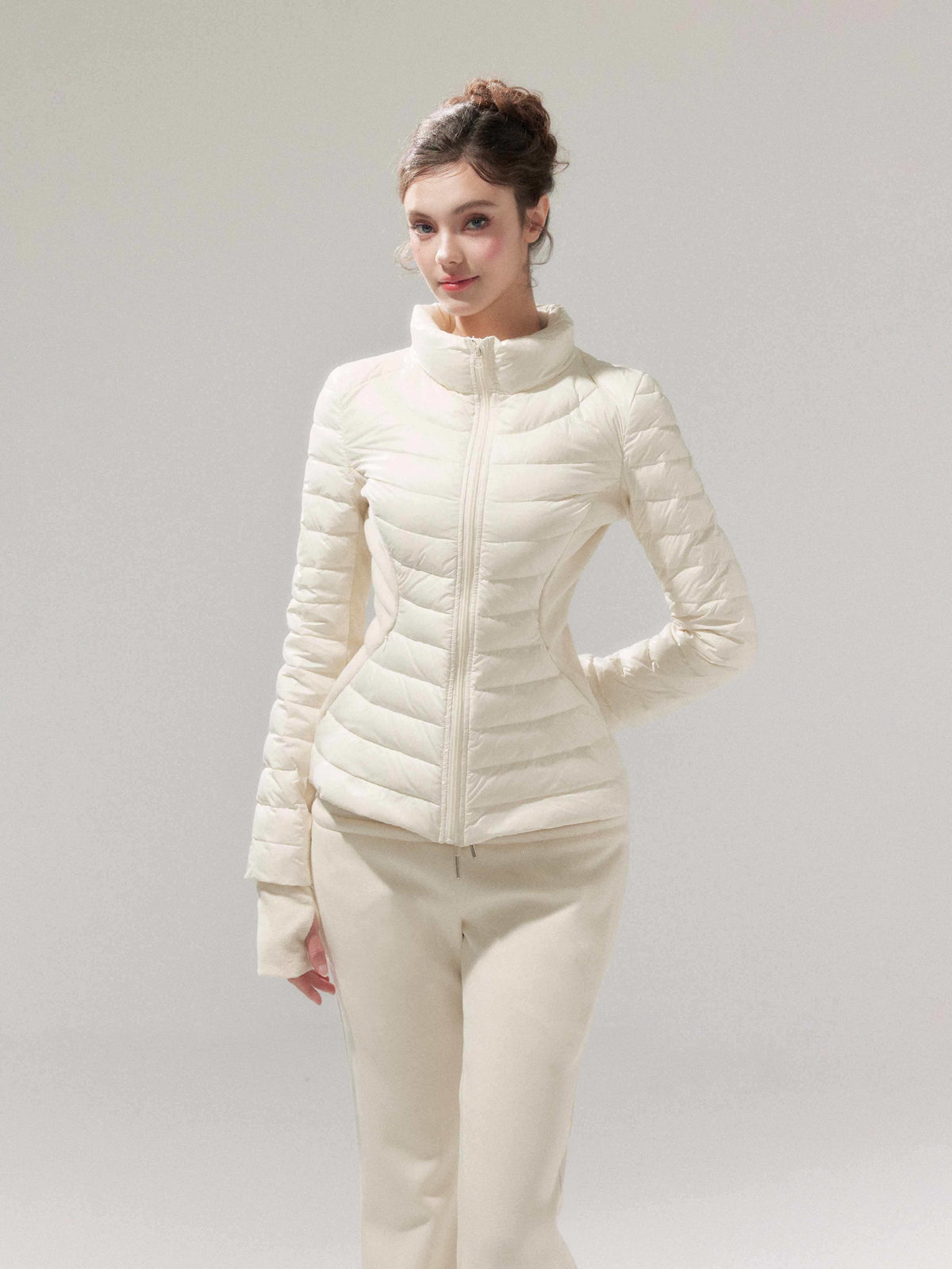 YZZI_HE_Striped_Patchwork_Slim_Fit_Stand_Collar_Women&