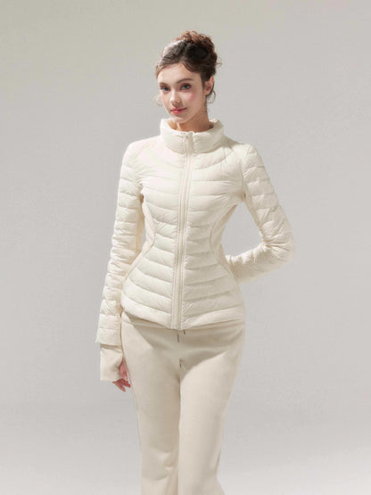 YZZI_HE_Striped_Patchwork_Slim_Fit_Stand_Collar_Women&