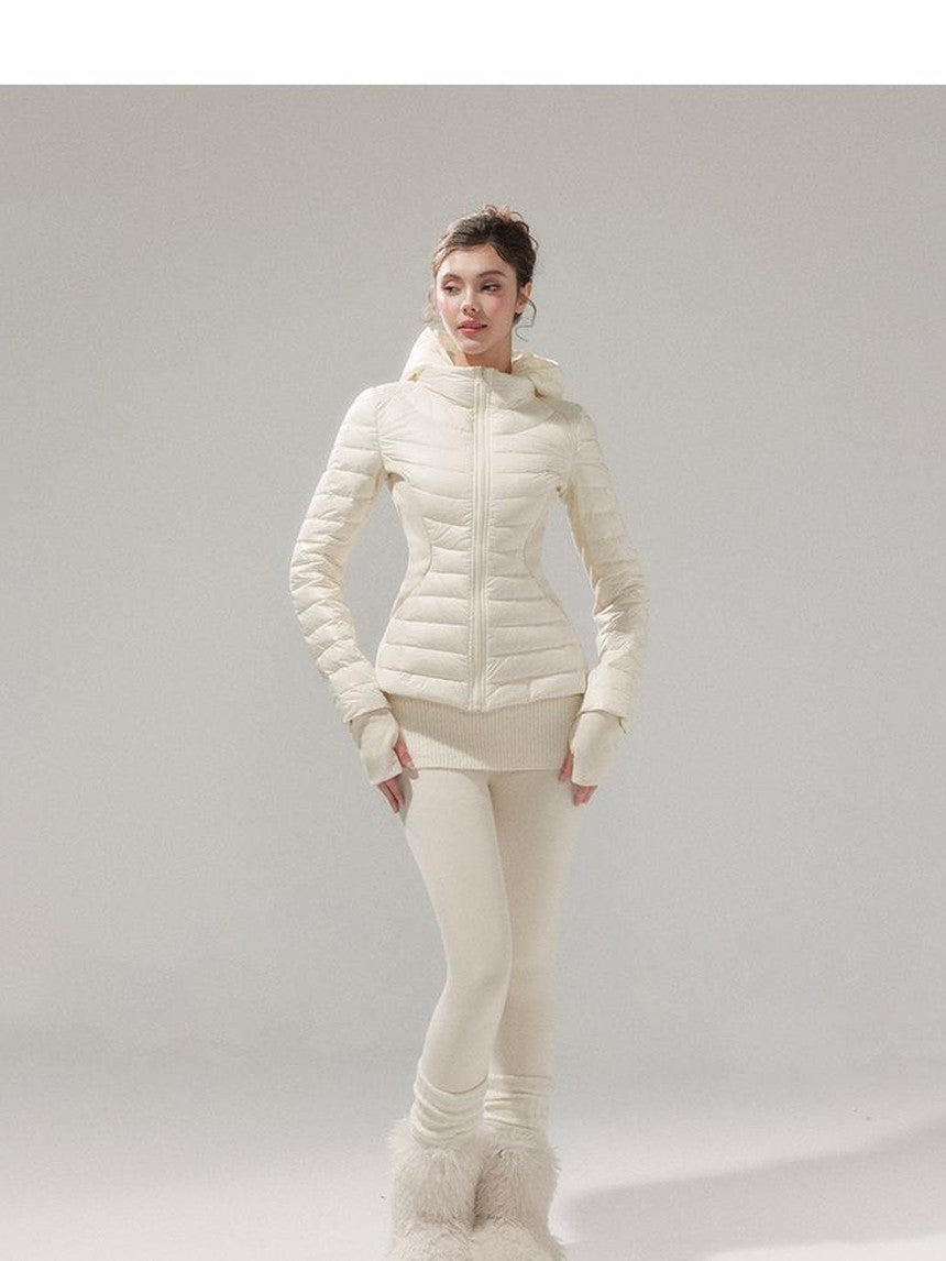 YZZI HE Striped Patchwork Slim Fit Stand Collar Women&