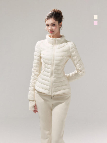 YZZI HE Striped Patchwork Slim Fit Stand Collar Women&