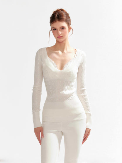 YZZI_HE_V-neck_Cable_Knit_Slim_Fit_Preppy_Style_Women&