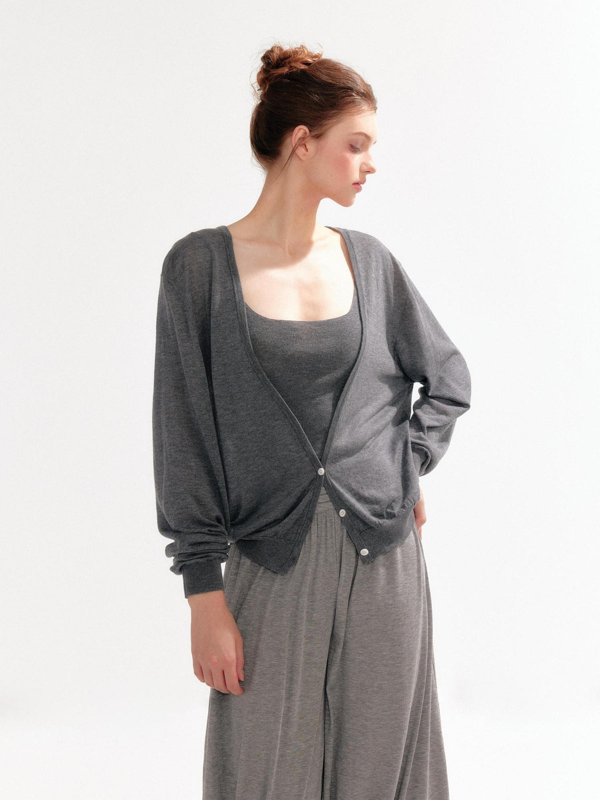 YZZI HE V-neck Long Sleeve Two Piece Slim Fit Women&