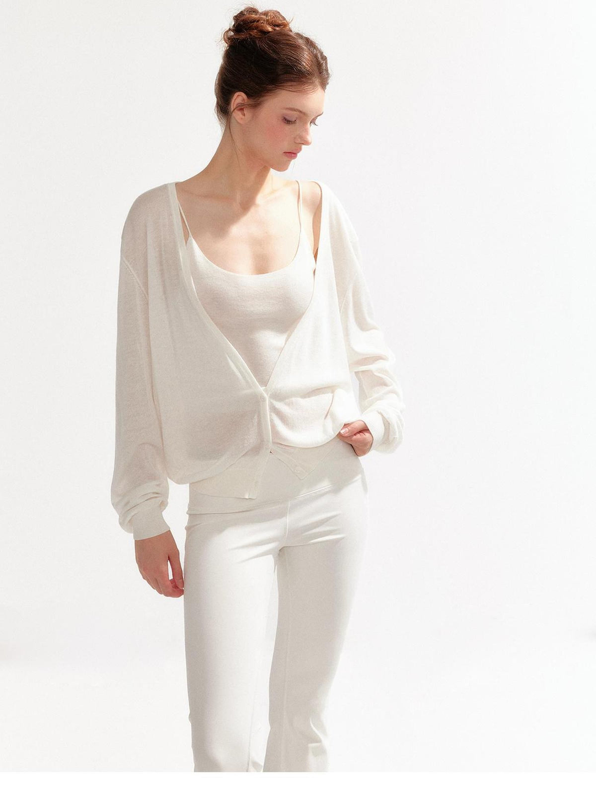 YZZI HE V-neck Long Sleeve Two Piece Slim Fit Women&