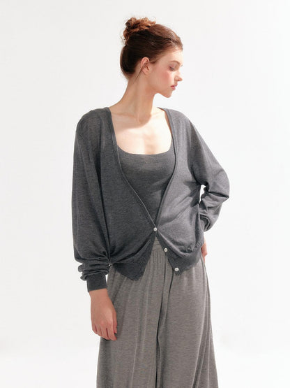 YZZI HE V-neck Long Sleeve Two Piece Slim Fit Women&
