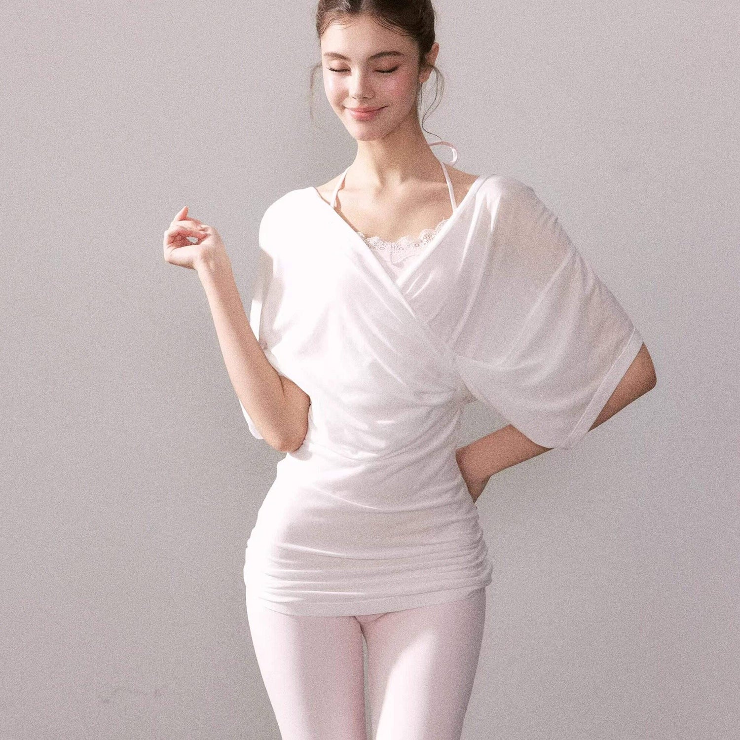 YZZI_HE_V-neck_Tie_Batwing_Loose_Women&