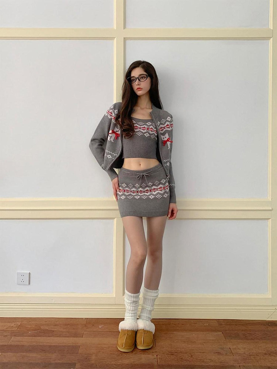 YZZI HE Vintage Fair Isle Collegiate Intellectual Women&